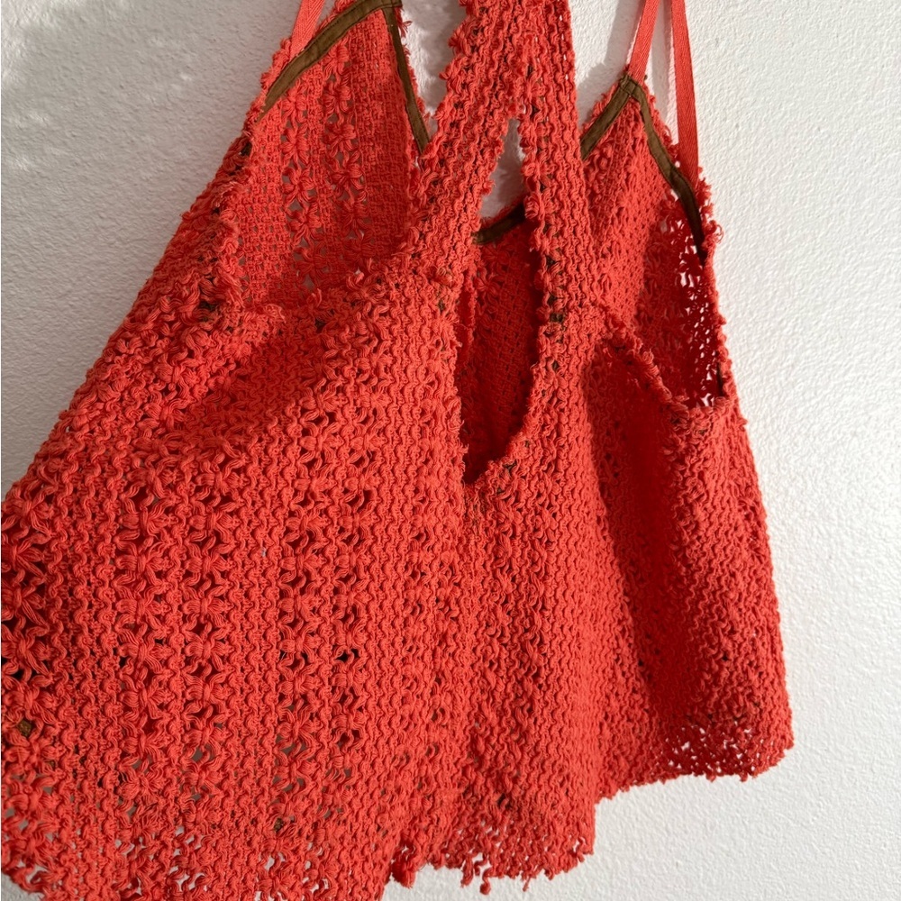 Free People Vibrant Orange Crochet Tank Top - Picture 6 of 6